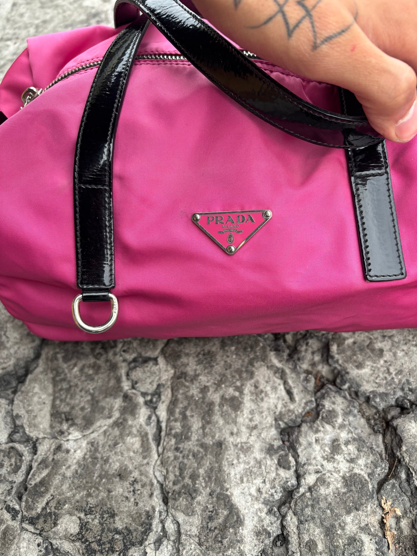 Bolsa de nylon Prada rosa