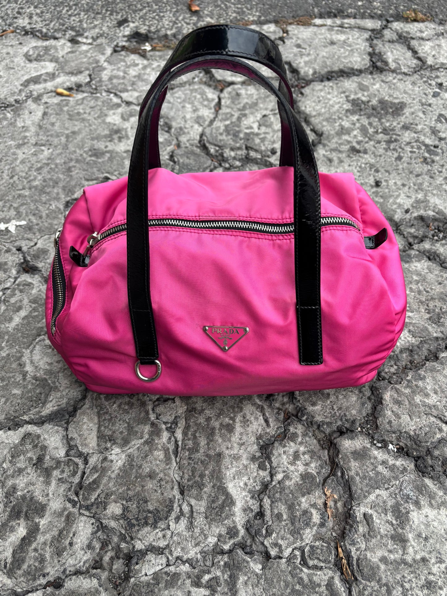 Bolsa de nylon Prada rosa