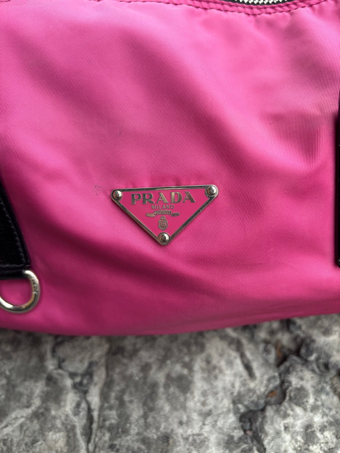 Bolsa de nylon Prada rosa